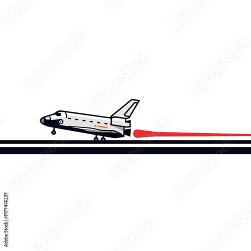 Space Shuttle Launching with Red Exhaust Trail