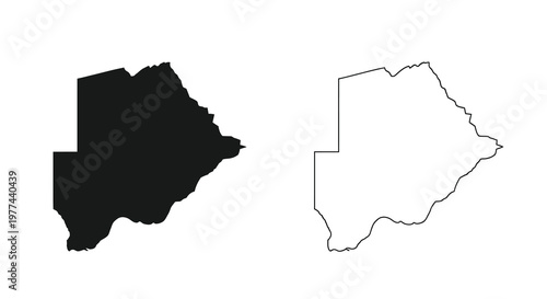 Botswana s geographical outline is depicted twice once filled black and once as a white contour