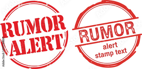 Round Red Stamp Graphics Featuring the Text RUMOR ALERT and RUMOR alert stamp text