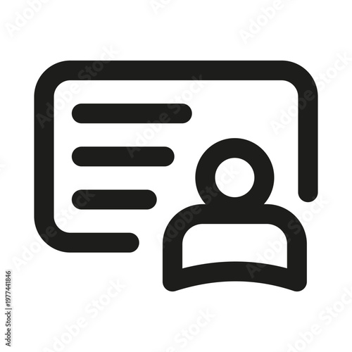 User identity card icon. Modern user identity card clean line icon with personal profile layout, identification concept, and simple authentication design.