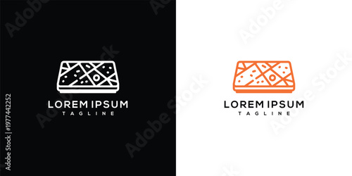 Modern Geometric Dessert Bar or Cake Slice Logo Design Template in Two Color Variants