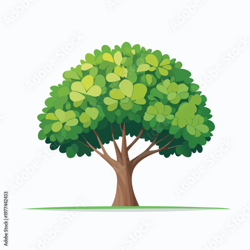 Illustration of a deciduous tree with a full green canopy and visible branches providing essential
