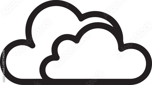 Cloud Icon Vector: Minimalist Weather and Computing Line Art Symbol Outline Icon Vector Weather Symbol of Vector design on transparent background.
