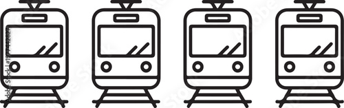 Urban transit rail: An orderly series of four modern train, a design that captures the simplicity and efficiency of urban transport.
