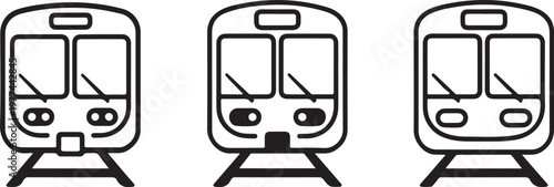 City Train Car Icons: Sleek and modern city train car icons in a clean, minimalist style, perfect for representing urban transportation, commuting, and rail travel. 