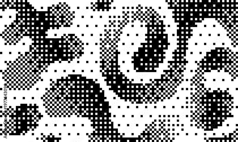 Fototapeta premium Grunge pixeled bitmap vector background. Gradient organic shapes