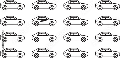 Fleet of Sedans: A seamless pattern of sleek sedan car, perfect for representing automotive industry, showcasing diverse car style and design. 
