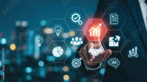 This fastest-growing concept illustrates efficient industrial processes and business transformation for increasing productivity.