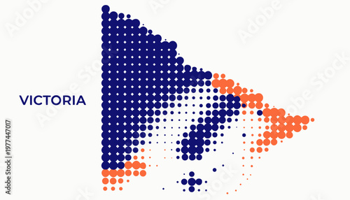 Victoria, Australia Map Illustration with Blue and Orange Dots