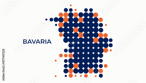 Bavaria map illustration with dots and crosses