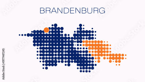 Brandenburg Map Illustration with Blue and Orange Dots