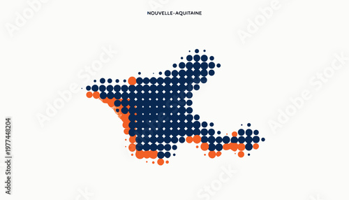 Nouvelle-Aquitaine region map illustration with dots