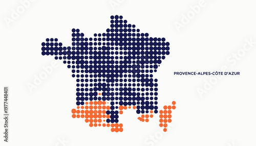 Provence-Alpes-Côte d'Azur region map illustration