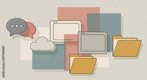 Cloud storage and digital organization concept