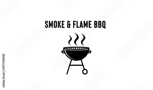 Minimal retro barbecue grill logo silhouette vector