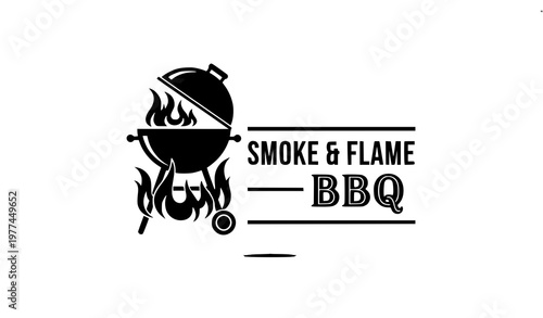 Modern retro barbecue grill logo vector illustration