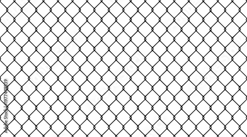 Seamless chain-link style diamond grid, evenly spaced tilted squares forming a repeating lattice pattern, black line art, simple white backdrop, vector illustration.