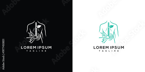 Holistic Spine Care Logo Design Featuring Natural Leaf and Gentle Hand Touch