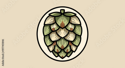 Classic vintage illustration featuring a botanical hop design, perfect for artisanal beverage projects and craft brewing
