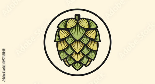 Clean Flat Vector Illustration of a Hop Cone Icon for Organic Craft Beer Brewing Design