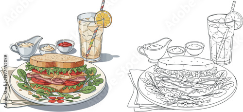 sandwitch vector illustration hand drawn clipart and lineart