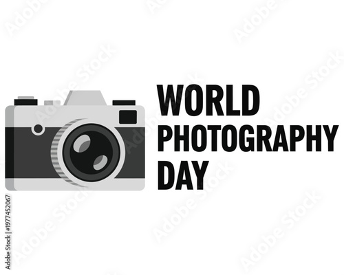 Celebrating world photography day vintage camera typography for photography enthusiasts