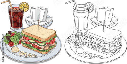 sandwitch vector illustration hand drawn clipart and lineart