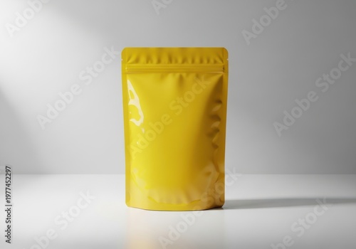 Yellow pouch bag mockup