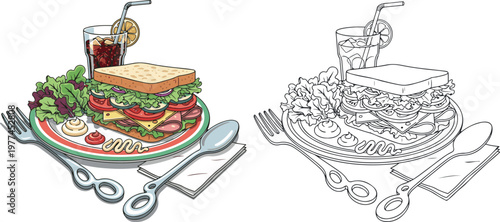 sandwitch vector illustration hand drawn clipart and lineart