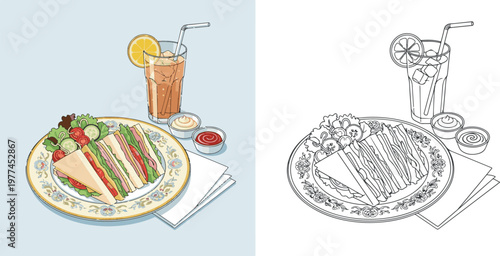 sandwitch vector illustration hand drawn clipart and lineart