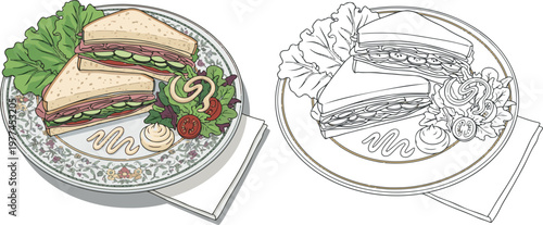 sandwitch vector illustration hand drawn clipart and lineart