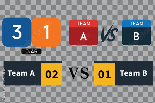 Versus screen design for competitive sports and gaming match results vector illustration.