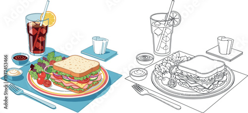 sandwitch vector illustration hand drawn clipart and lineart