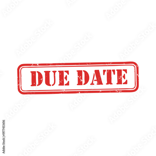 Due Date Stamp Red Grunge Style Label