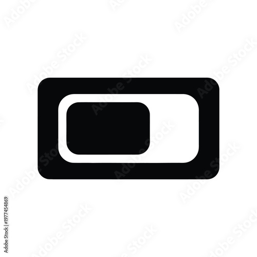 Minimalist black and white toggle switch icon on a clean background, perfect for user interface design