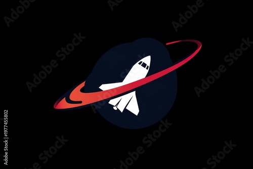 space agency logo with orbit and shuttle