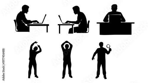 Silhouettes of people working stressed.