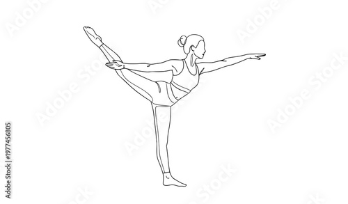 Yoga woman stretching pose minimalist line art vector illustration isolated on white background