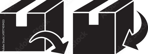 Cardboard boxes with rotation and arrow icons turn over supply chain cardboard box shipping box delivery box package icon cardboard shipping delivery logistics transport movement rotation
