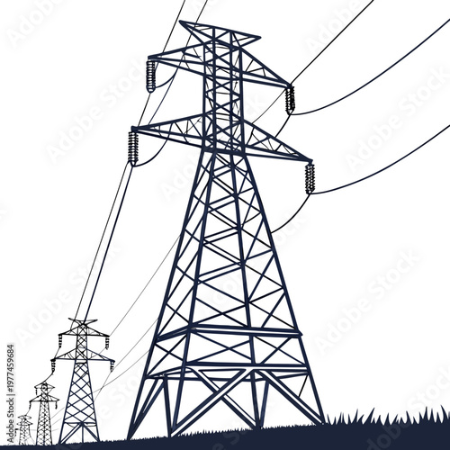 Electric power transmission towers with wires on a for energy infrastructure concepts