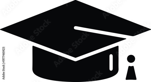 Silhouette graduation cap mortarboard icon representing academic success and achievement vector design