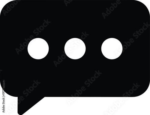 Black speech bubble with ellipsis isolated on transparent background