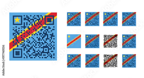 Democratic Republic of Congo Flag QR Code Design Vector Illustration Template for Digital Marketing and Branding