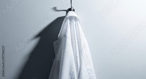 White lab coat hanging on hook