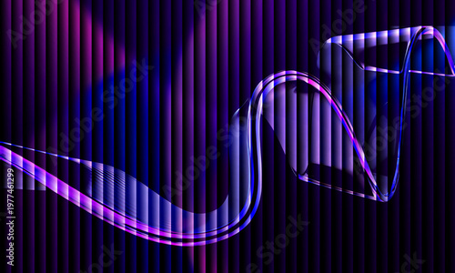 Stylish futuristic background with smooth glass curves and colorful vertical neon lights