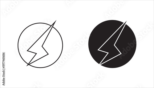 Lightning icon set. Electric sign and symbol. Power icon. Energy sign. Lightning power icon, vector illustration.