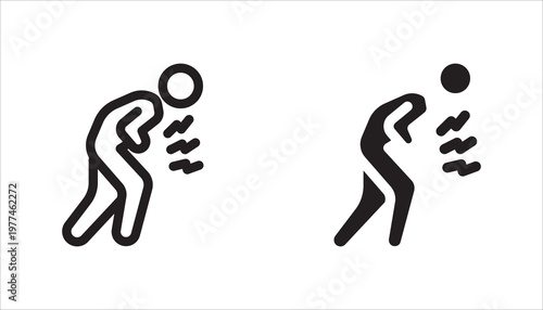 Indigestion icon set. Upset stomach. Stomachache. Digestive disorder. vector illustration on white background