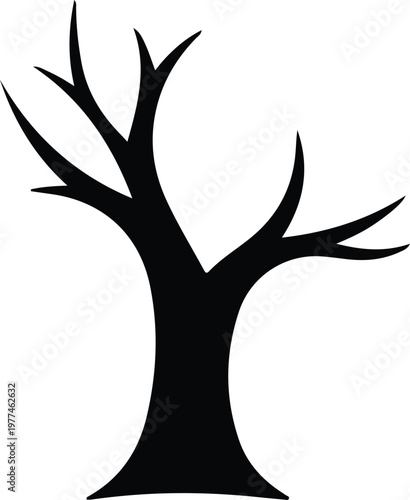Silhouette of a bare winter tree without leaves for creative vector design