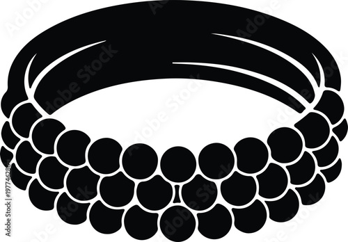 Silhouette of a double row beaded pearl bracelet jewelry vector design