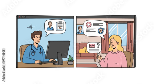 couple communicating through video call on computer